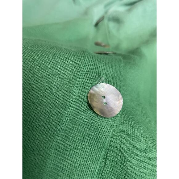 Vtg 90's KIKIT Women’s Sweater Green Combo Size L Bottom Cardigan 100% Cotton - Picture 4 of 8